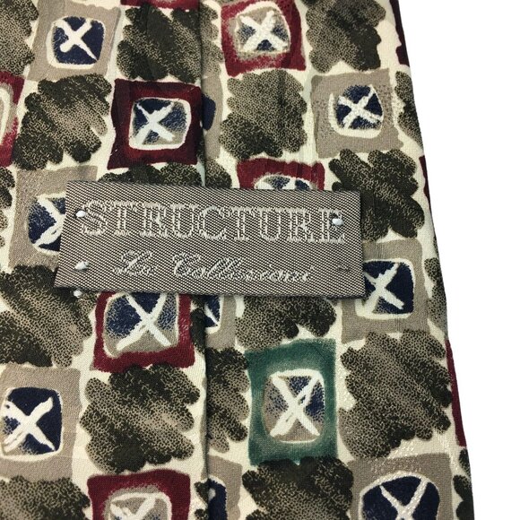 Mens Dress Necktie Structure Le Collection Grene X Squares Geometric u - Picture 3 of 4